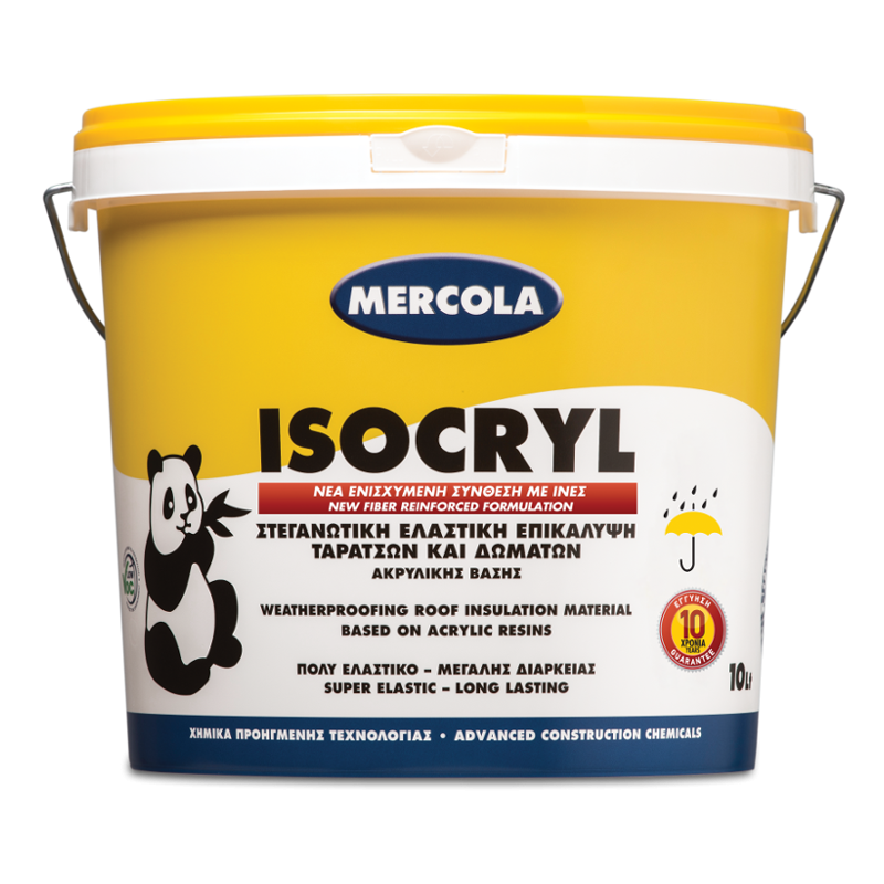 ISOCRYL 10 LITER WHITE MERCOLA (Premium grade, liquid-applied, acrylic roof insulation material)